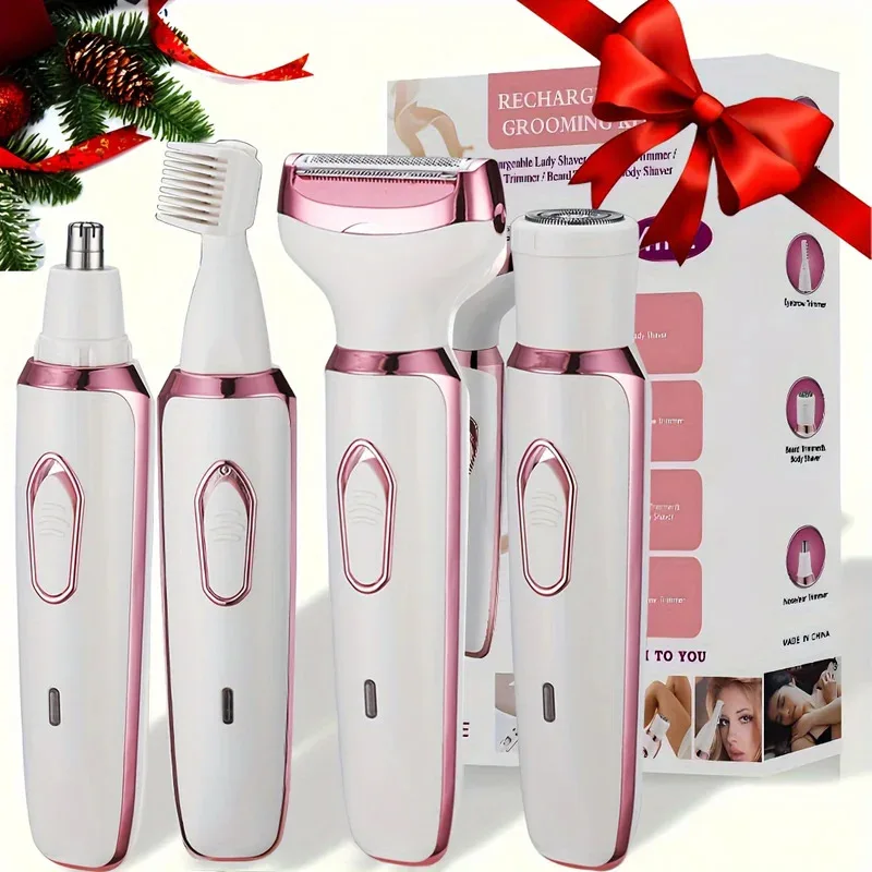 4-in-1 Ladies 'Multifunctional Electric Hair Remover Set Ladies Bikini Trimmer USB Charging Eyebrows Nose Hair Face Leg Portable