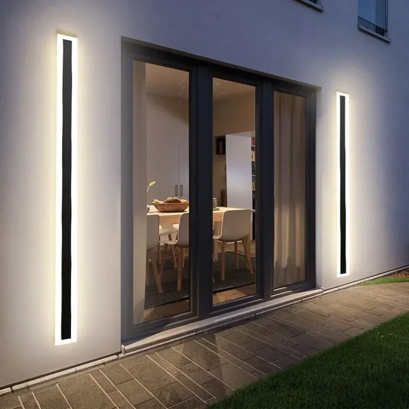 

Modern Waterproof Outdoor Long Strip LED Wall Lamp IP65 Villa Porch Garden Wall Lamp Rainproof in Front of Garage Door Lamp