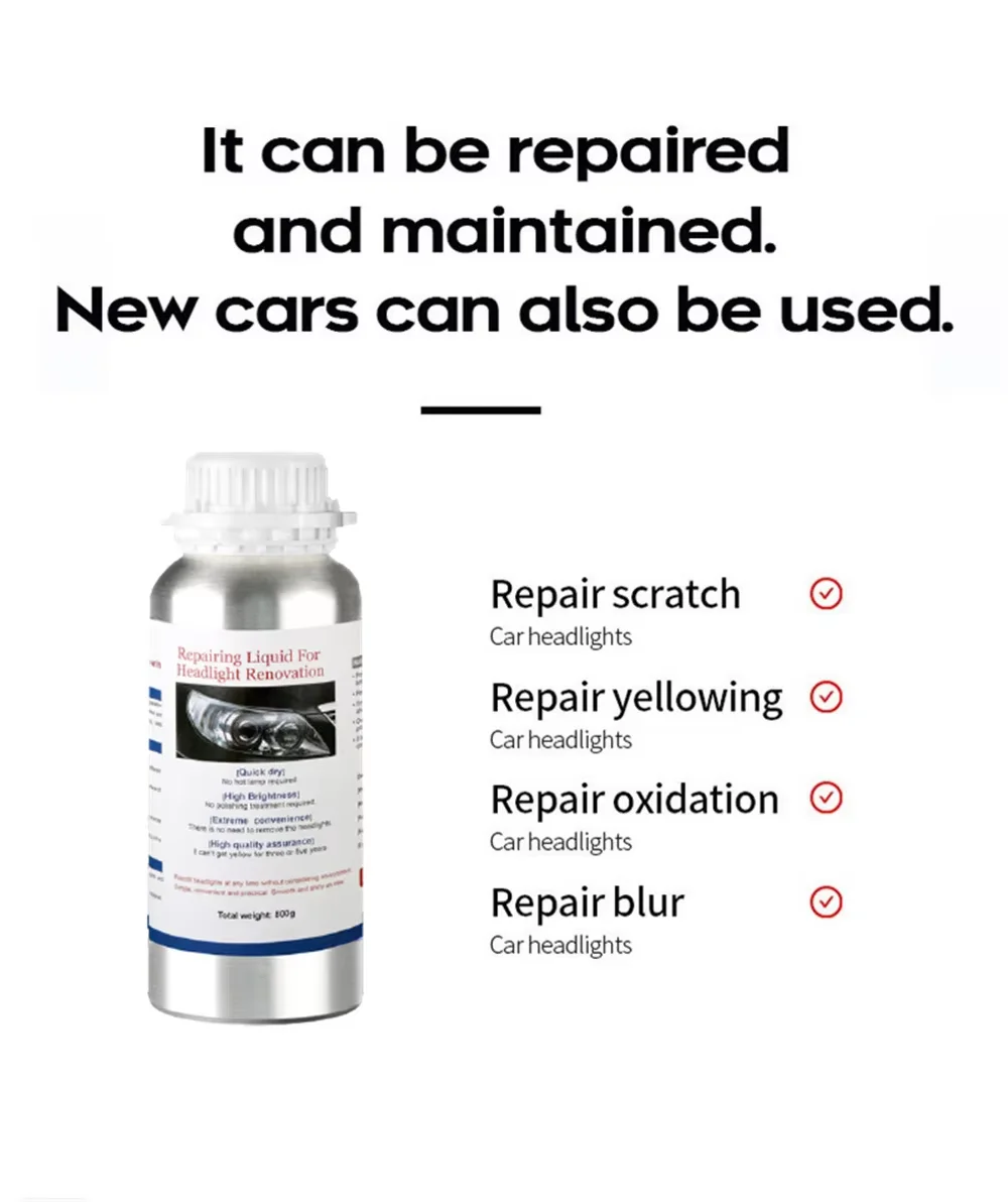 2PCS Car Headlight Liquid Polymer Polish 800ML Car Headlights Polishing Renovation Repair Liquid Light Restoration Besteam Auto Part