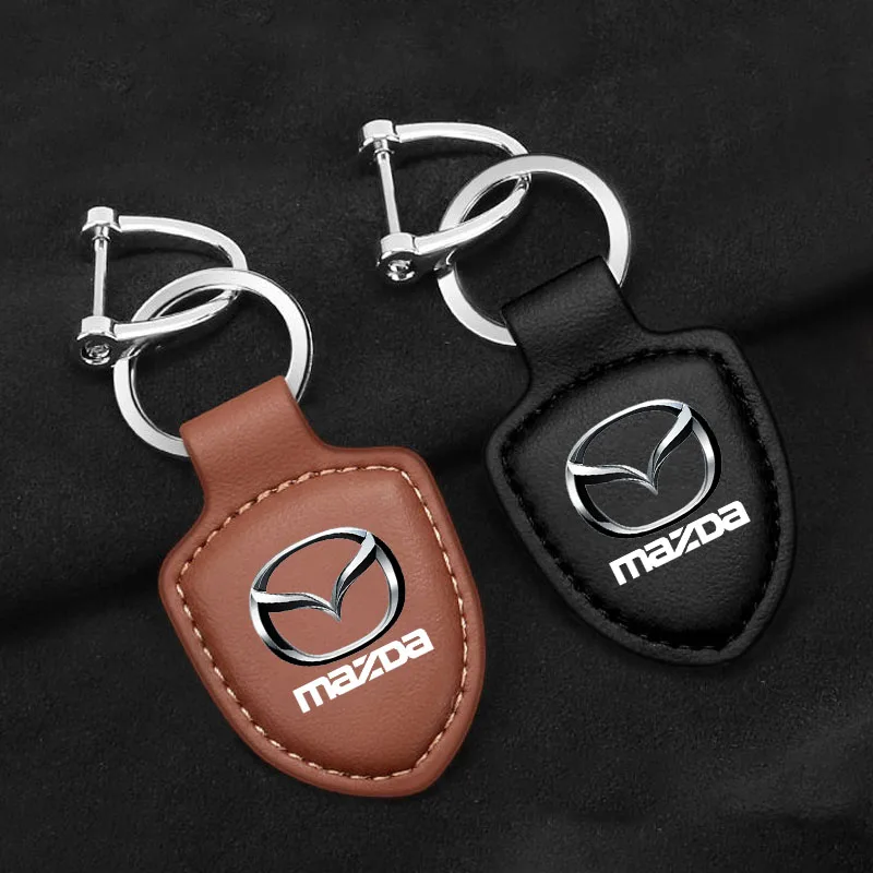 

Car Keychain Holder Shield Leather Key Ring Chain Pendant Gifts for Mazda 3 bk bl bj bn 323 Axela Atenza CX-3 CX-4 CX5 CX-7 CX-9