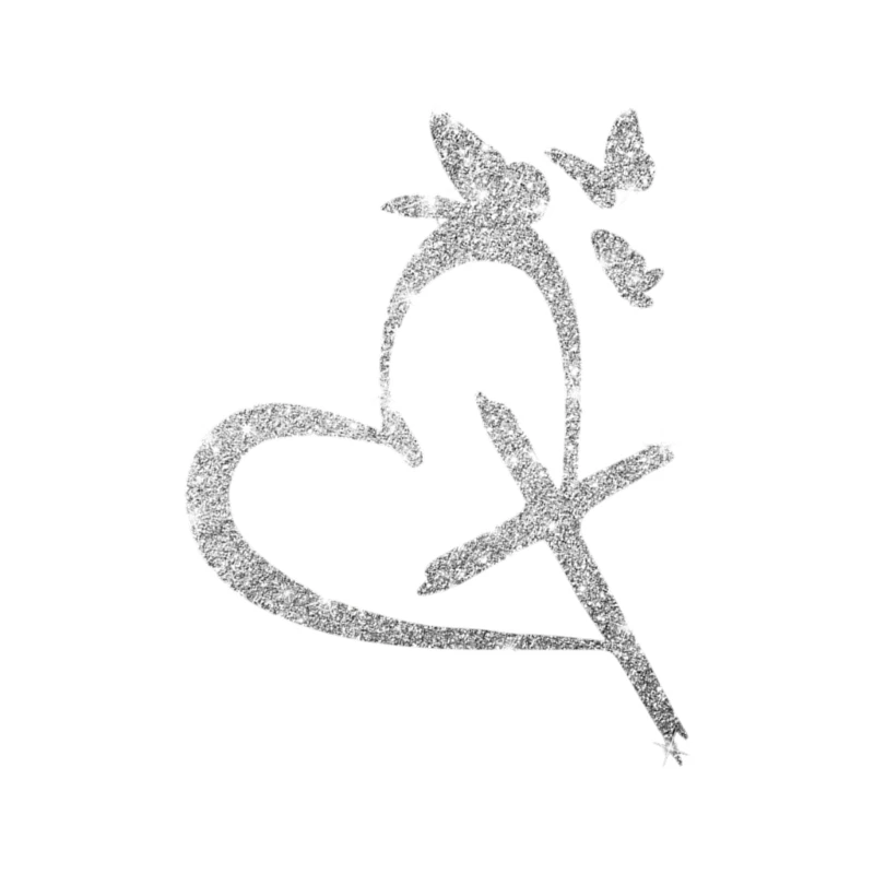 Light-Catching Vehicle Decal with Heart and Butterflies for Decorative Placement on Suitable Car Body Panel Areas