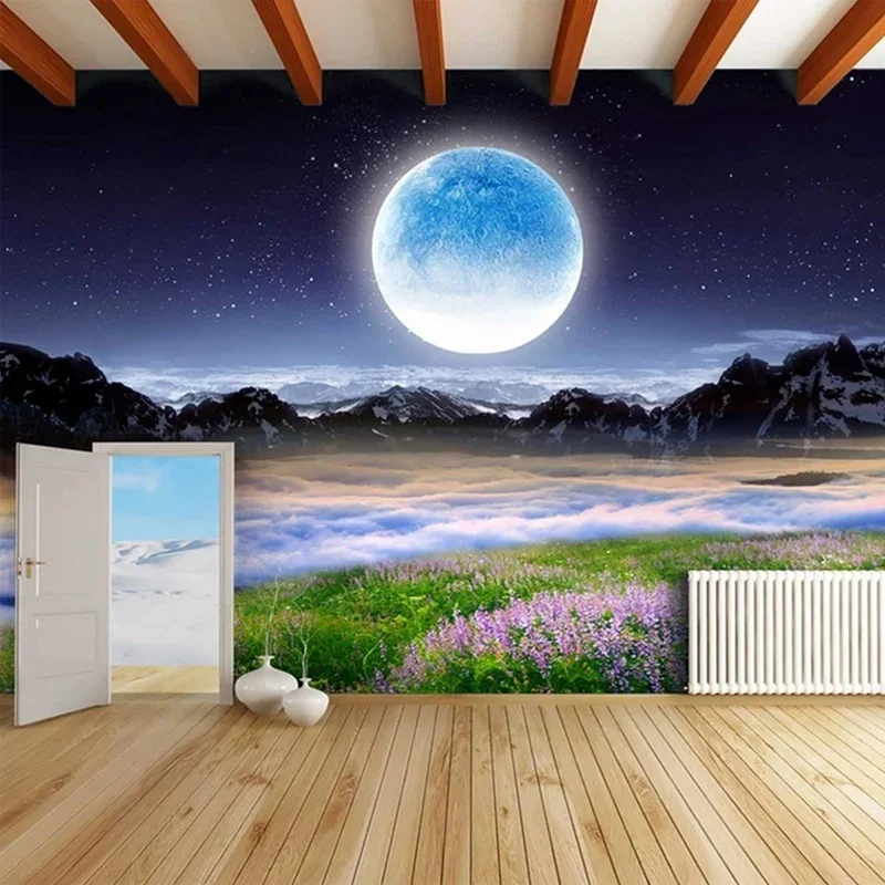 

Custom 3D Photo Nature Night Landscape Moon Wallpaper for Bedroom Living Room TV Sofa Background Wall Large Murals Home Decor