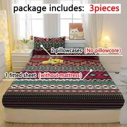 3-piece Simple modern Bohemia pattern matte three piece fitted sheet set, bedroom printed bed cover set, bedding