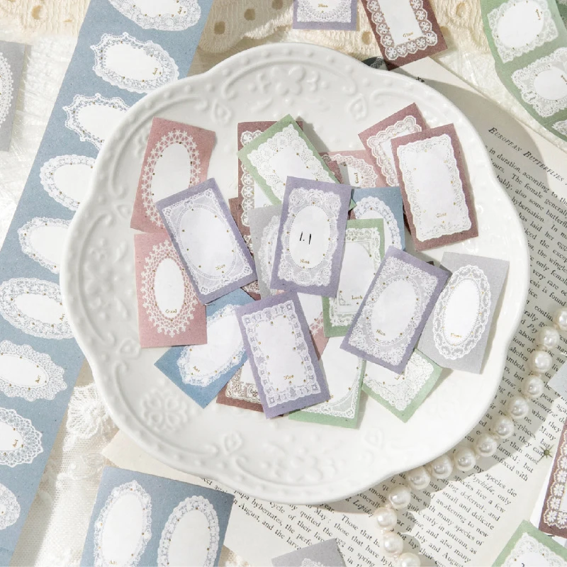 Lace Language Series Vintage Lace Border Label Landscape Tape Creative DIY Journal Material Collage Scrapbooking Stationery