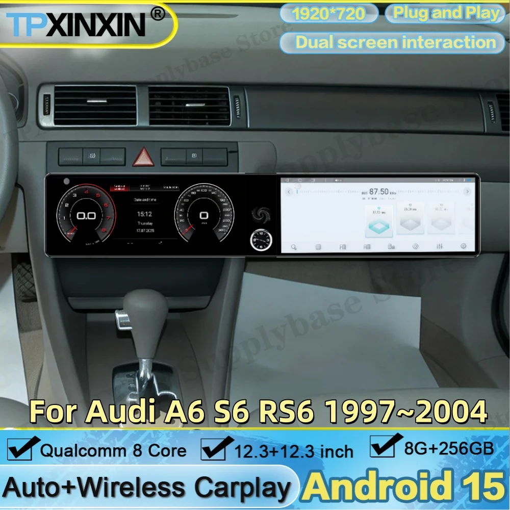 Qualcomm Android For Audi A6 S6 RS6 1997~2004 Radio Stereo Receiver Automotive Multimedia Player Navigation Carplay Head Unit