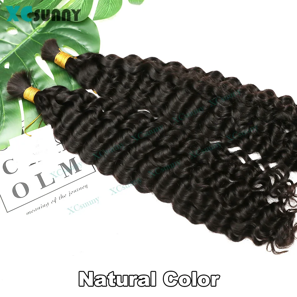 Bulk Menselijk Haar Voor Vlechten Kleur 4 30 613 Bulk Krullend Menselijk Haar Losse Diepe Golf Voor Boho Vlechten Dubbel Getrokken Bundels Groothandel