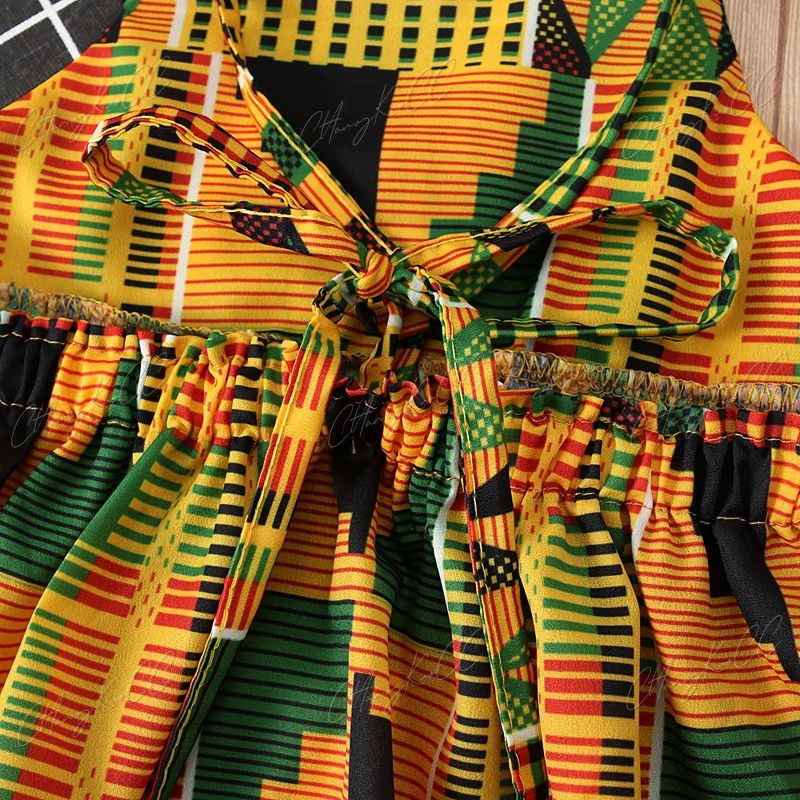 Vêtements africains pour filles, robes mignonnes à rayures imprimées pour bébés w/sauna, tenues pour tout-petits