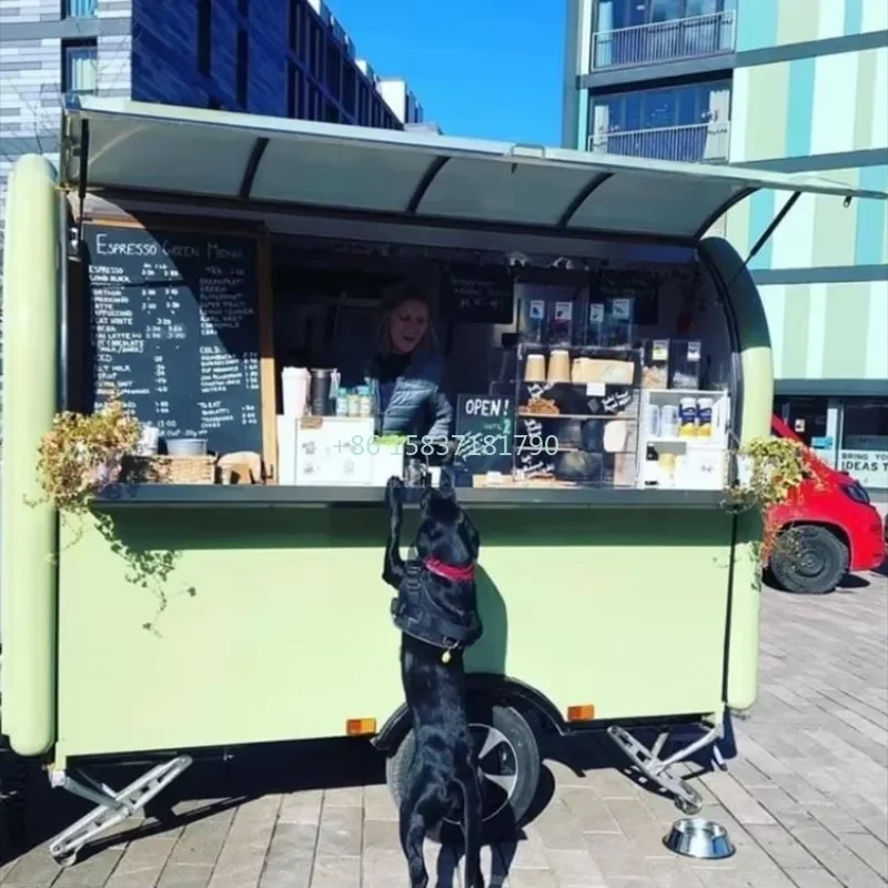 China Retro Food Trailer Foodtruck Towable Food Truck Trailer Coffee Mobile Dining Car Kitchen Catering Food Concession Trailer