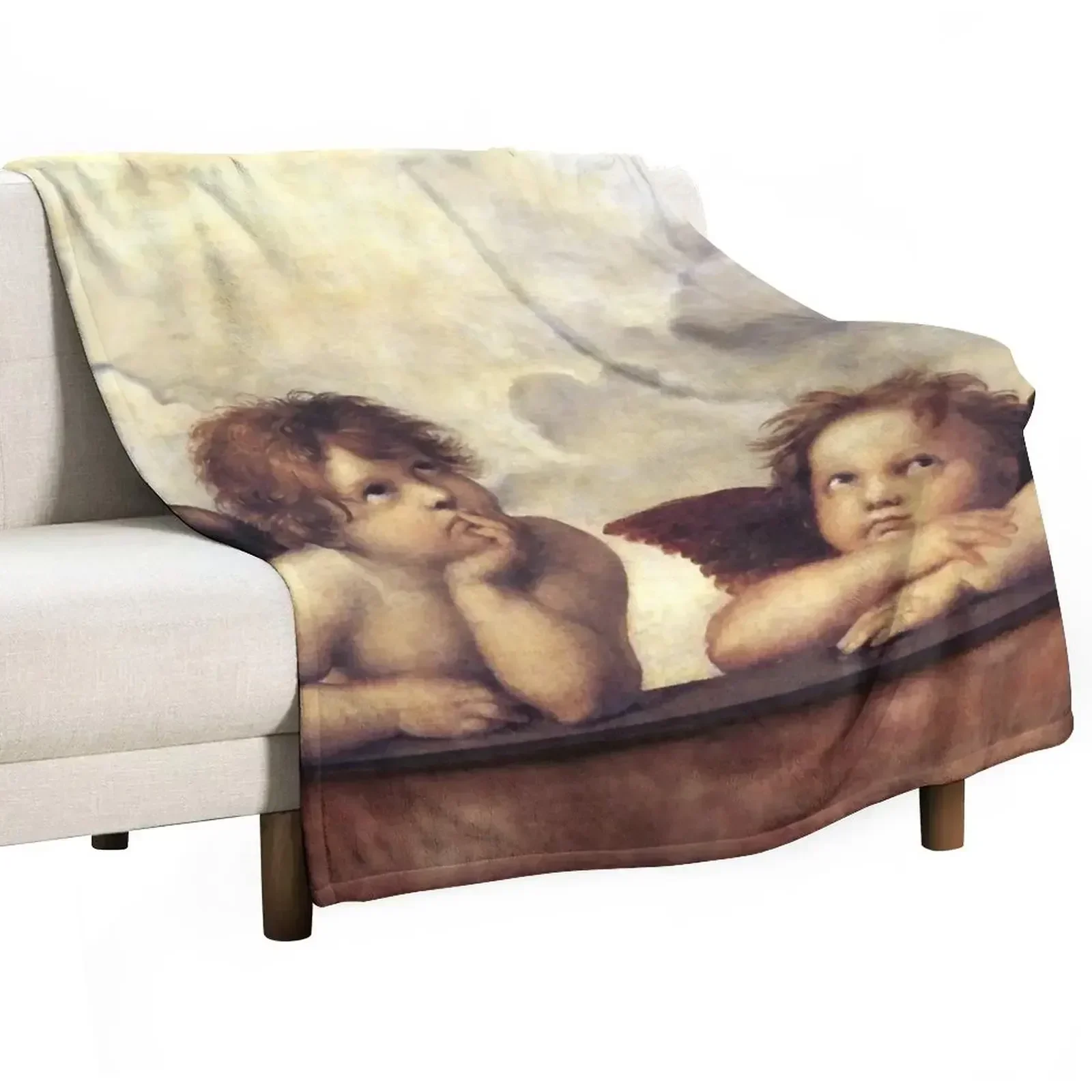 

RENAISSANCE ANGELS Winged Cherubs Throw Blanket Elegant Warm Throw Blanket for Hotel Home