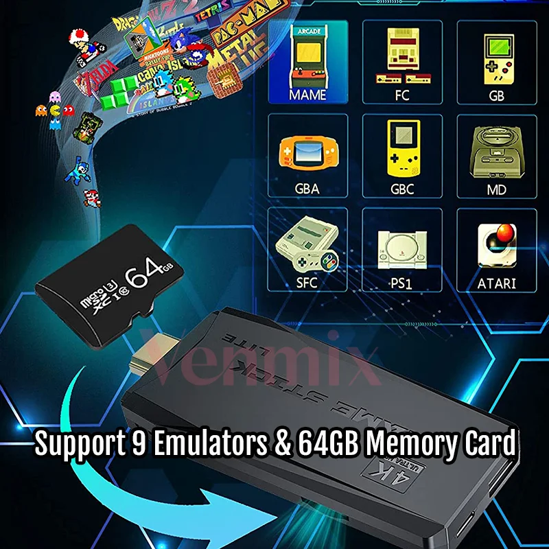 ワイヤレスps1/fc/gba 4k hd用ビデオゲームプレーヤー,レトロTV,2.4ゲーム,10000ゲーム,新規到着