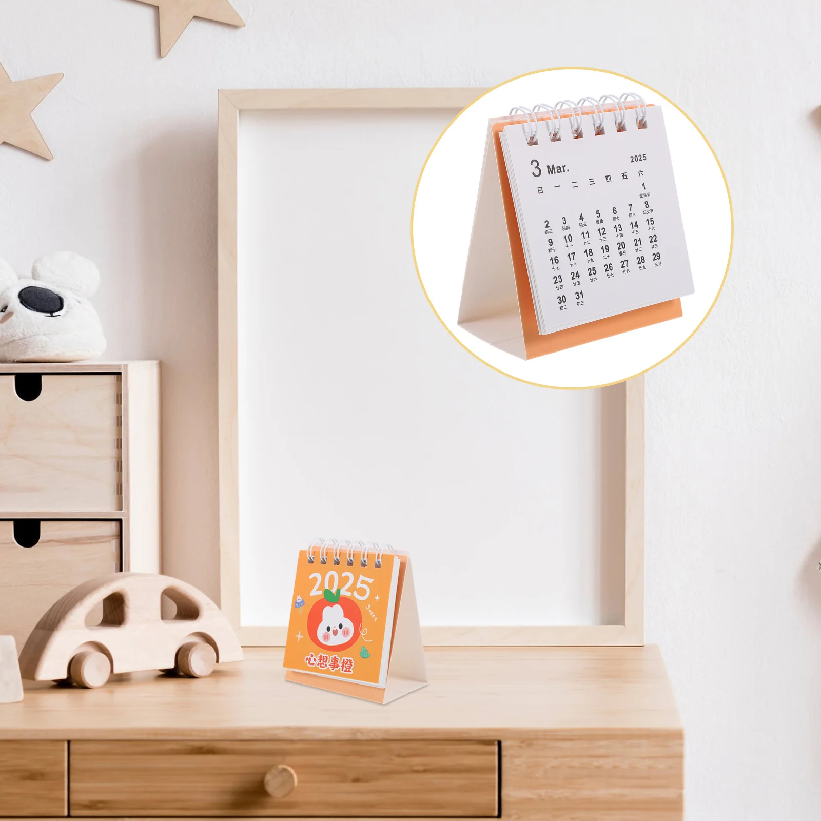 

Mini Desk Calendar 2024 To 2025 Orange Bunny Pattern Standing Flip Desktop Calendar For Office Home School Classroom