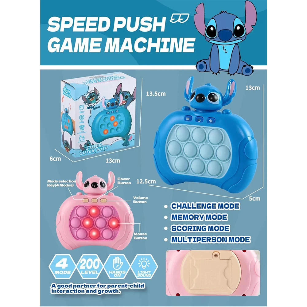 New Quick Push Game Pop Up Fidget Bubble Electronic Pop it Pro Game Light AntiStress Toys For Adult Kids Gift With Box