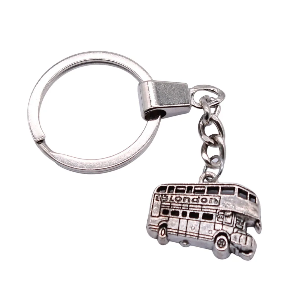 Dropshipping Souvenirs Gift Men Keychain 2 Colors 25x20mm London Bus Pendant Keyring