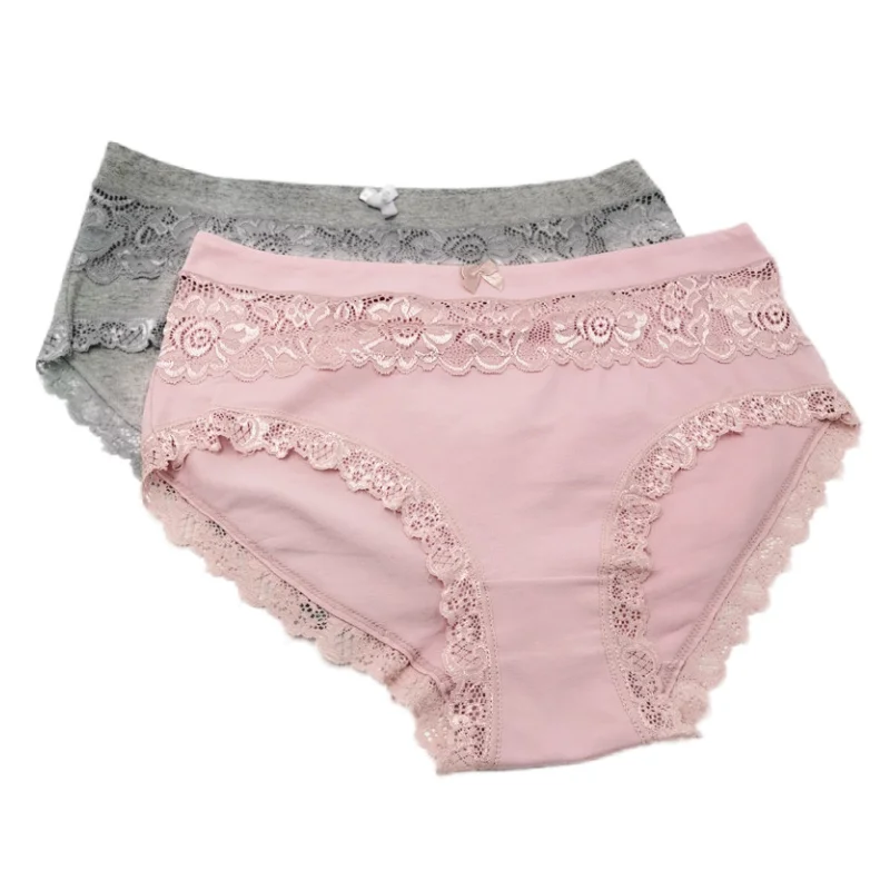 Women\'s Panties Breathable Cotton Underwears Plus Size Big Size Sexy Lace Lingeries Hollow Flowers Knickers Briefs