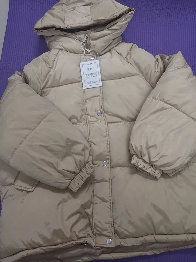 Thick Hooded Cotton Padded Coats for WomenLoose Puffer Parkas for Ladies Oversized Outwear Short Jacket Korean Style Winter