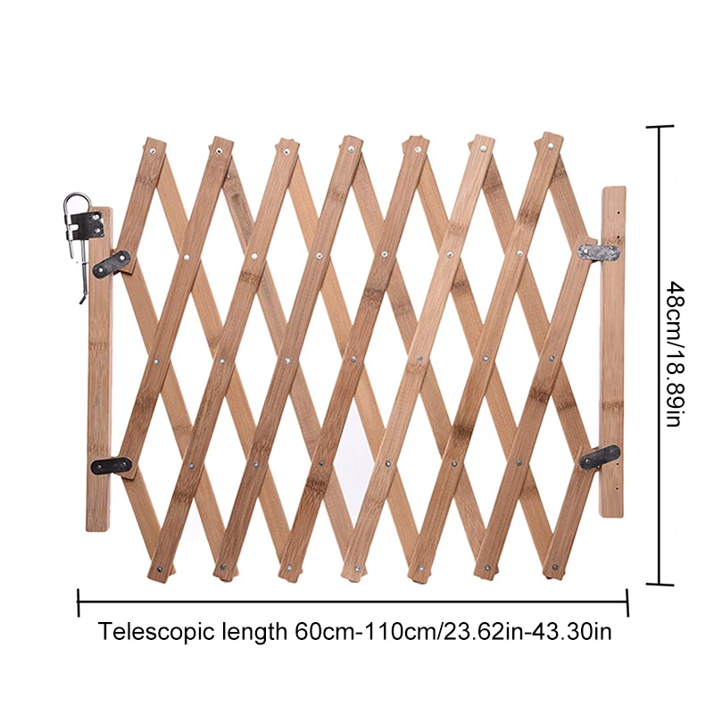 Puerta corredera de madera para perro, valla de seguridad extensible, retráctil