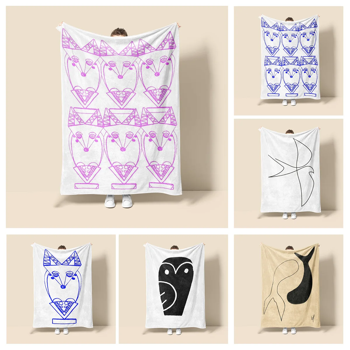 Morandi Color Blanket Abstract Botanical Graffiti Design Scandinavian Minimalist Sofa Blanket Cafe Home Dual Purpose