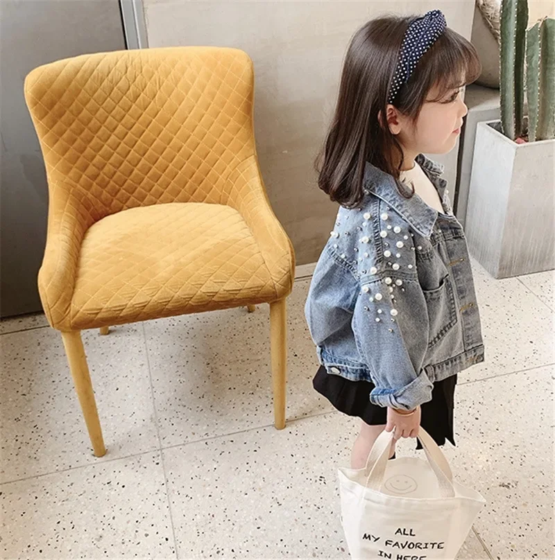 2023 Pearls Beading Denim Jacket for Girls Fashion Coats Children Clothing Autumn Baby Girls Clothes Outerwear Jean Jackets Coat