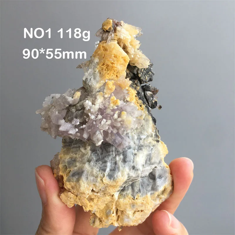 Natural Unique Purple /Yellow Creedite Specimen Crystal Quartz Mineral Cluster Healing Reiki Stones Home Decor Collection