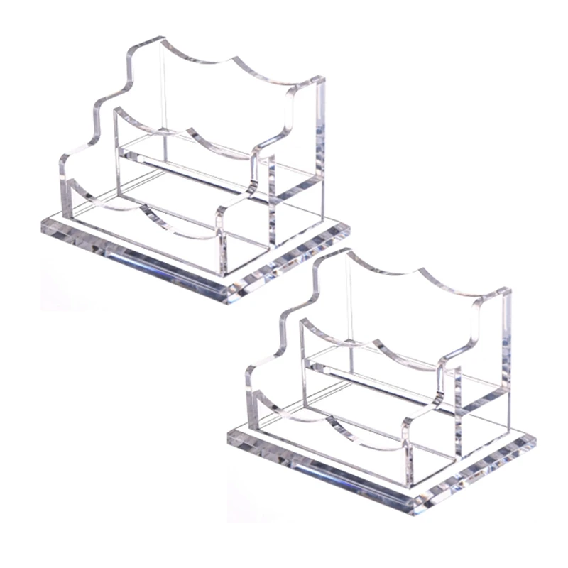 

2Packs Acrylic Business Card Holder For Desk,Horizontal Clear Business Name Card Display Stand, Desk Accessory (2-Slot) Durable