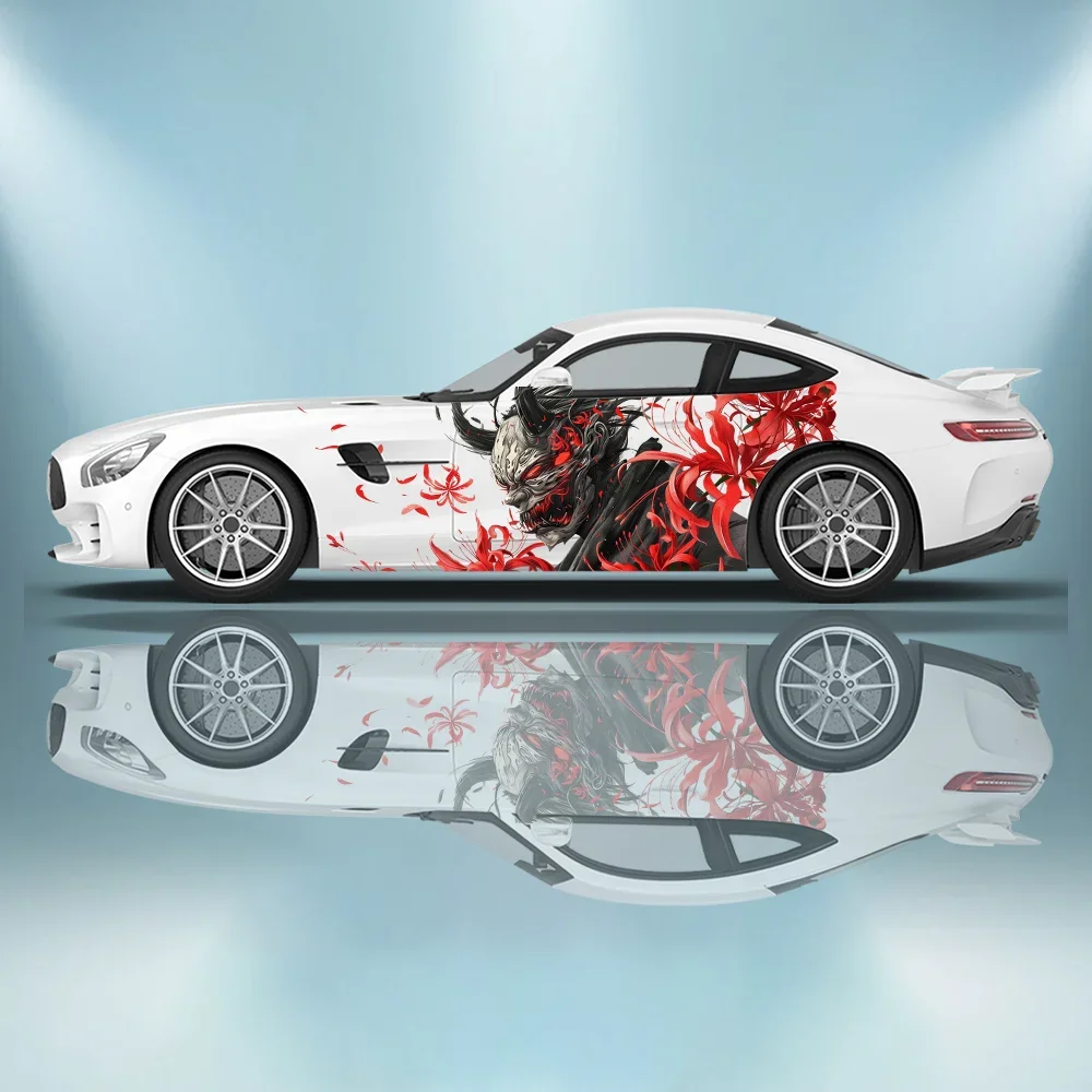 Devil Under Flower Car Vinyl Wrap Decal Self-adhesive PVC Anti Scratch Sticker Suitable for Trucks SUV Decor Auto Accessories