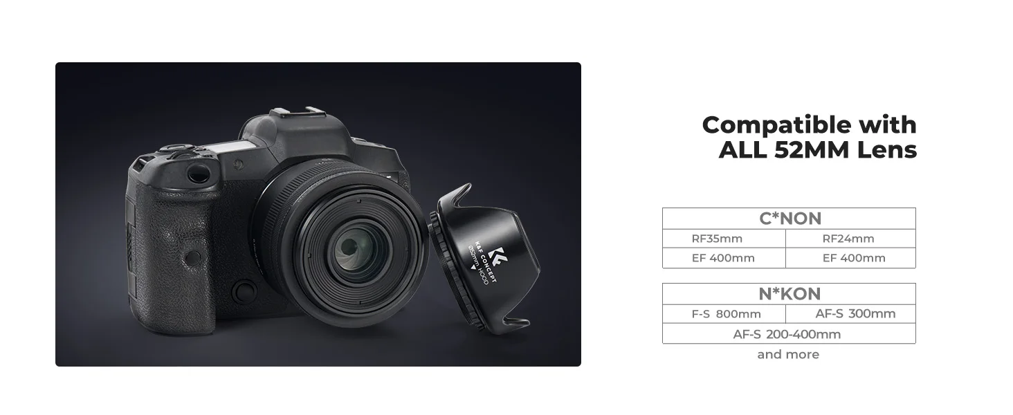 K&F CONCEPT Tulpenförmige Gegenlichtblende 52/58/67mm Schraubbare Universelle Gegenlichtblende mit Reinigungstuch für Canon Sony Kameras – Detail 8