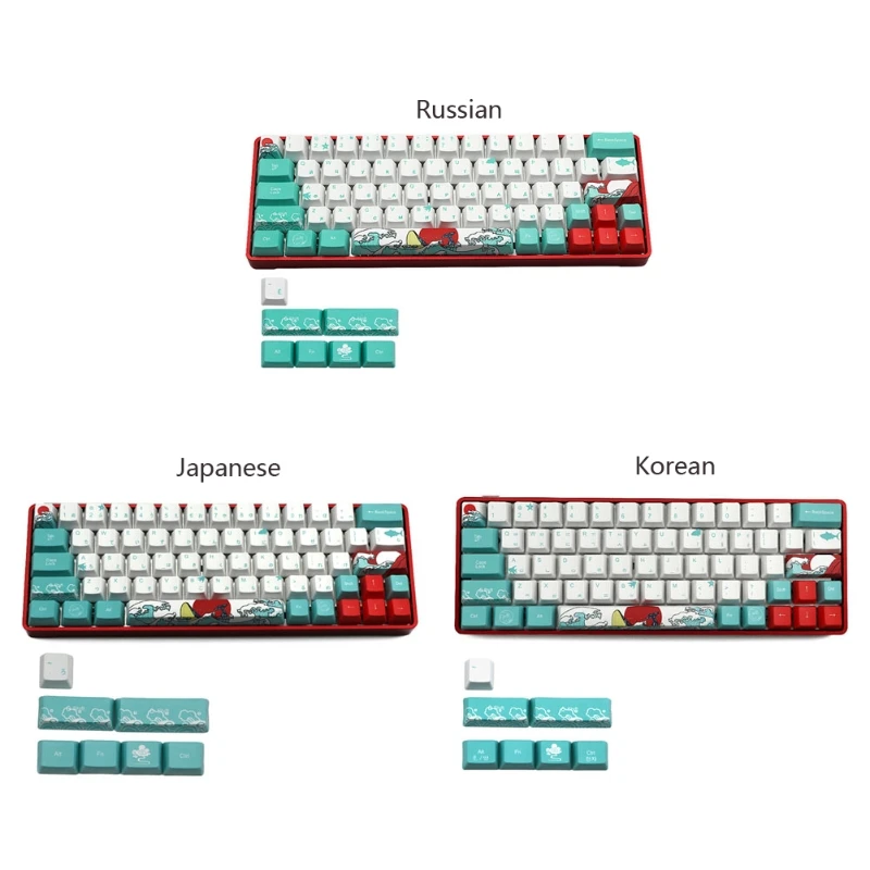 

71 Keys Russian Sea Coral Ukiyo-e Keycap Korean Keycap PBT Japanese Mechanical Keyboard Keycap For GH60 XD64 DZ60 GK61 GK64