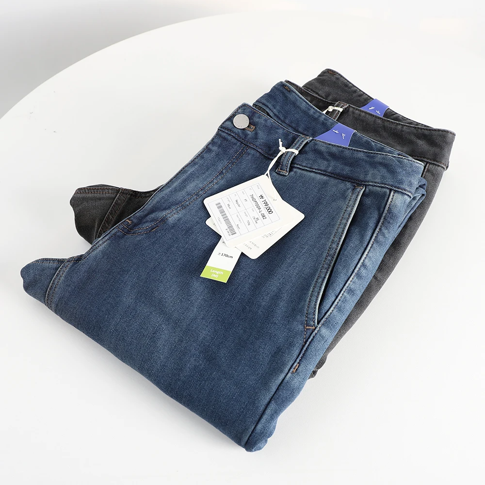 

Men's High Elastic Breathable Fce Lined Thiened Straight Leg Casual Jeans Autumn Winter Commute Sle Versatile Comfortable