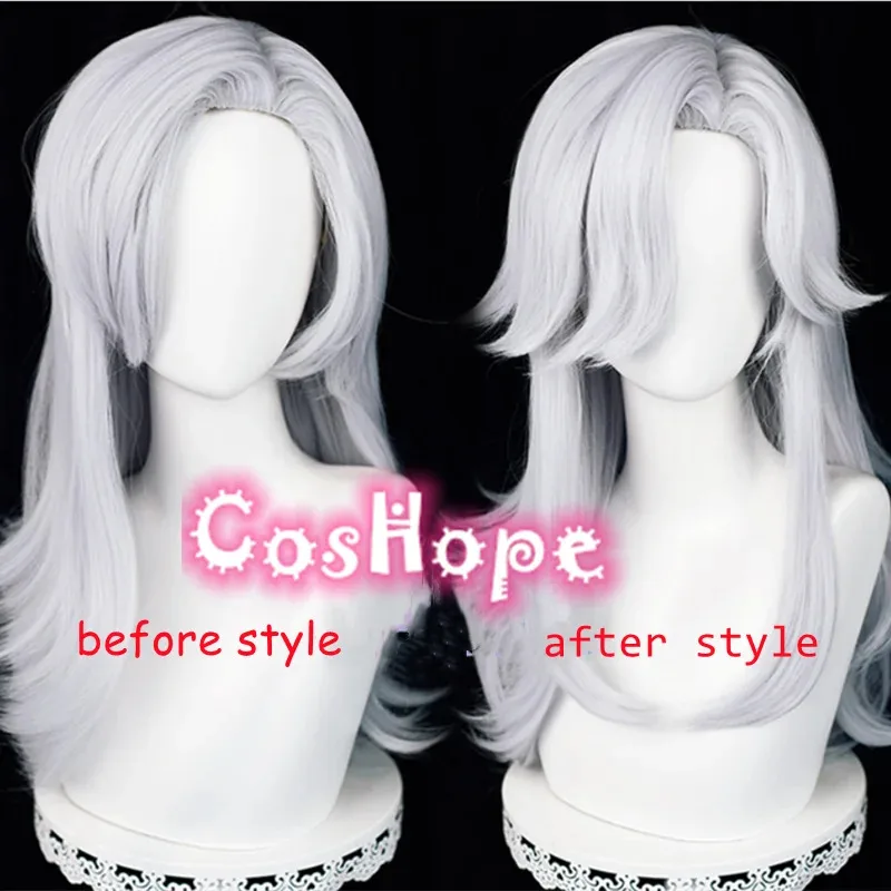

Cyno Cosplay Wig 62cm Long Silver White Wig Cosplay Anime Cosplay Wigs Heat Resistant Synthetic Wigs Halloween