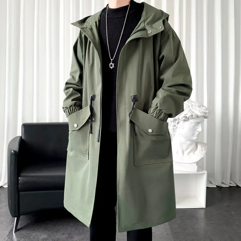

Men's Mid-length Spring and Autumn High-end Coat New Casual Windbreaker Jacket