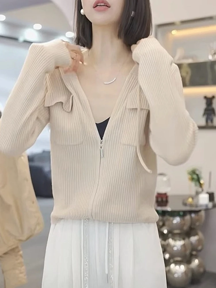 سليم صالح سستة هوديي سترة عادية Ele الصوفية سترة تنوعا ملابس خارجية تصميم علوي Sensibili بسيط Sle