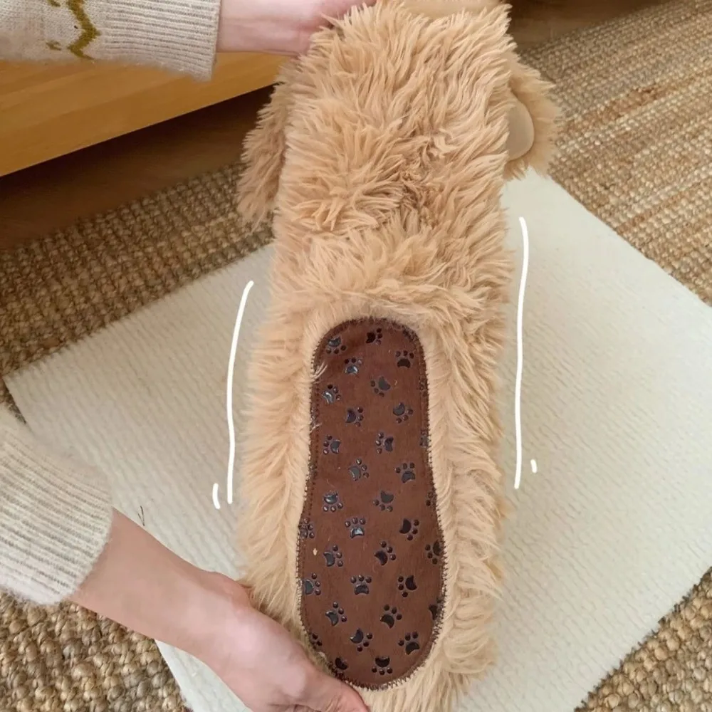 Funny Big Eyes Slipper Socks with Puppy Ears Cartoon Thickened Non-slip Floor Socks Hosiery Mid-Calf Coral Fleece Socks Gifts