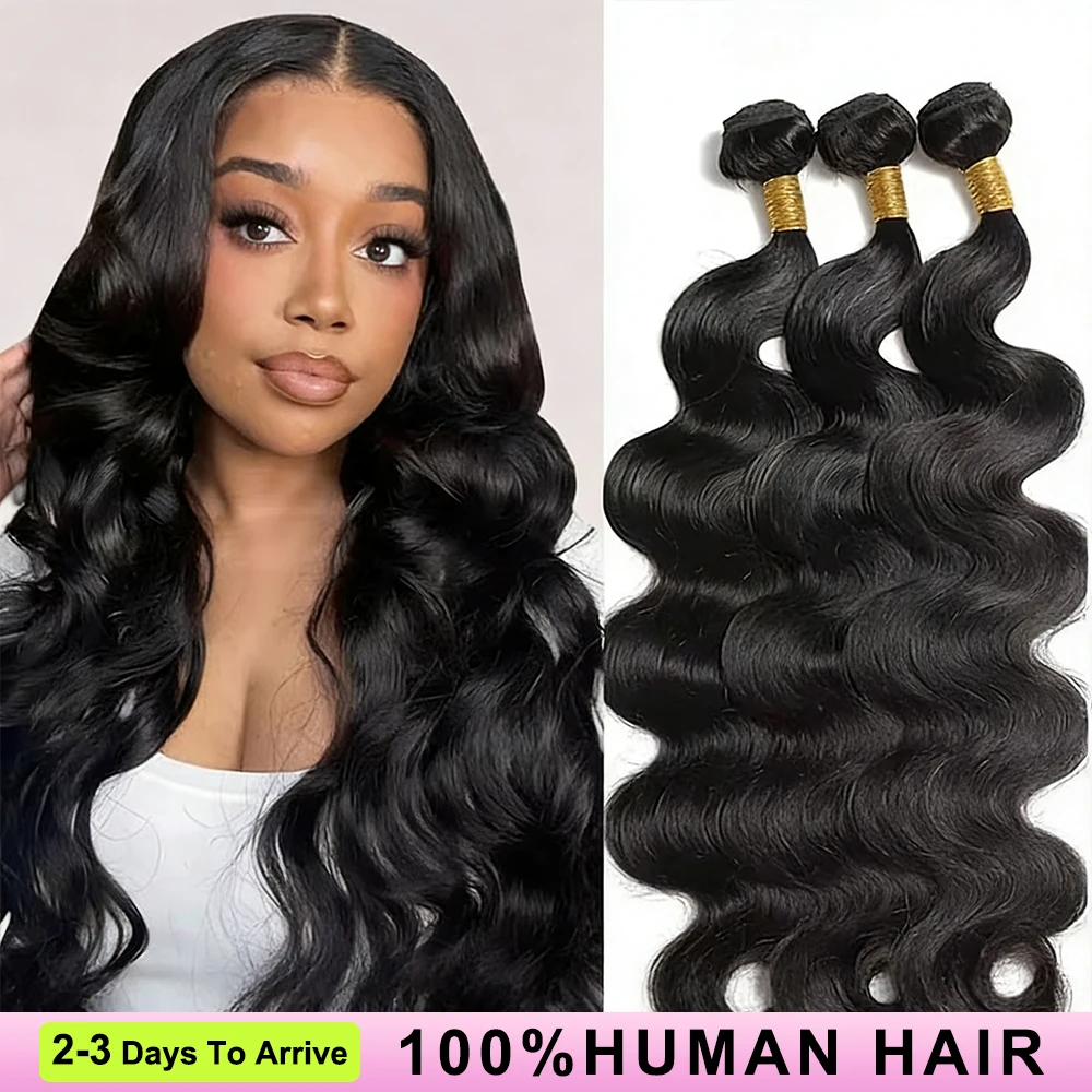 Fasci di onde del corpo da 30 40 pollici Fasci di tessuto brasiliano per capelli 3/4 pezzi Fasci di capelli umani Estensioni dei capelli Remy neri naturali