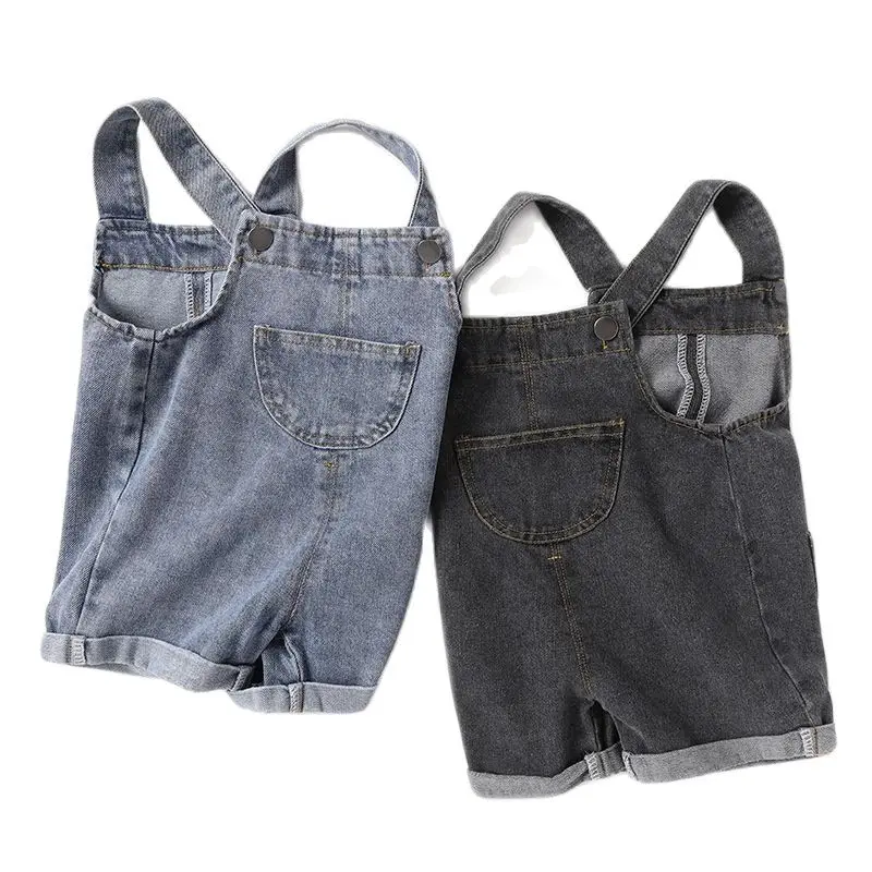 2023 SPRING Summer US Style Girl Jumpsuit Cute Sweet Fashion Washed Jeans Denim Romper Jumpsuits Straps Short Pants Cowboy Blue