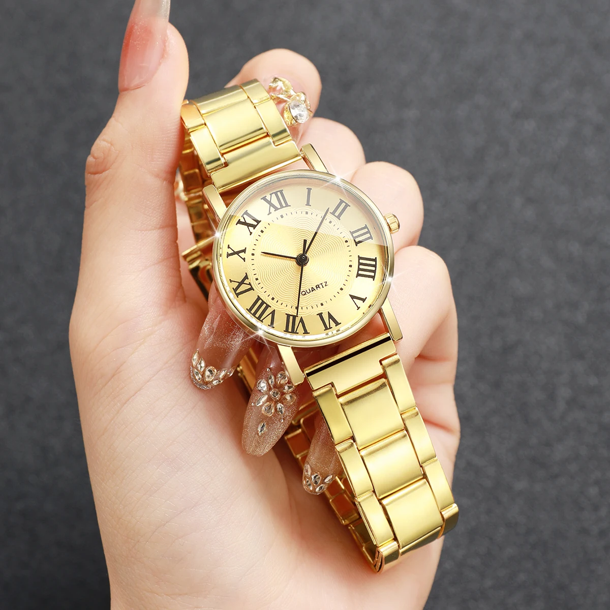 Fashion Roma Dial Women Quartz Watch Elegant Alloy Band Ladies Wristwatches Reloj Mujer Girls Clock Gift (Without Box)