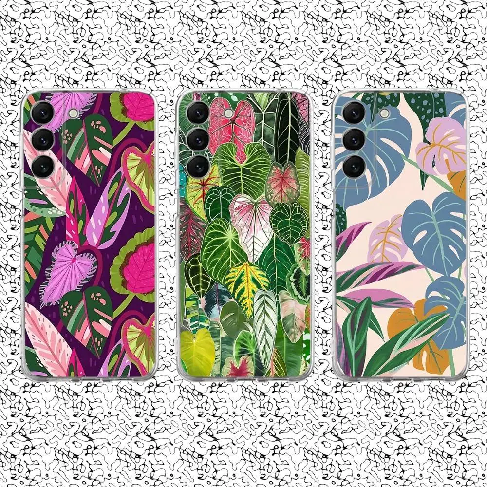 

Fashion Tropical Jungle Phone Case For Samsung S24,30,21,22,23,20 FE,lite,PIus,Ultra,5G,Note,9,10 Transparent Cover