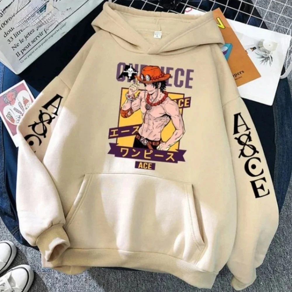 

One Piece Hoodies Portgas D. Ace Anime Unisex Pullover Hooded Sweater Casual Cotton Long Sleeve Tops Clothing Hip Hop Sweatshirt