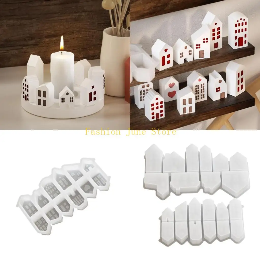 

N5KA Customizable Sturdy Silicone House Mold Set Portable for Stylish Keychains Sturdy and Easy to Use Resin Tools
