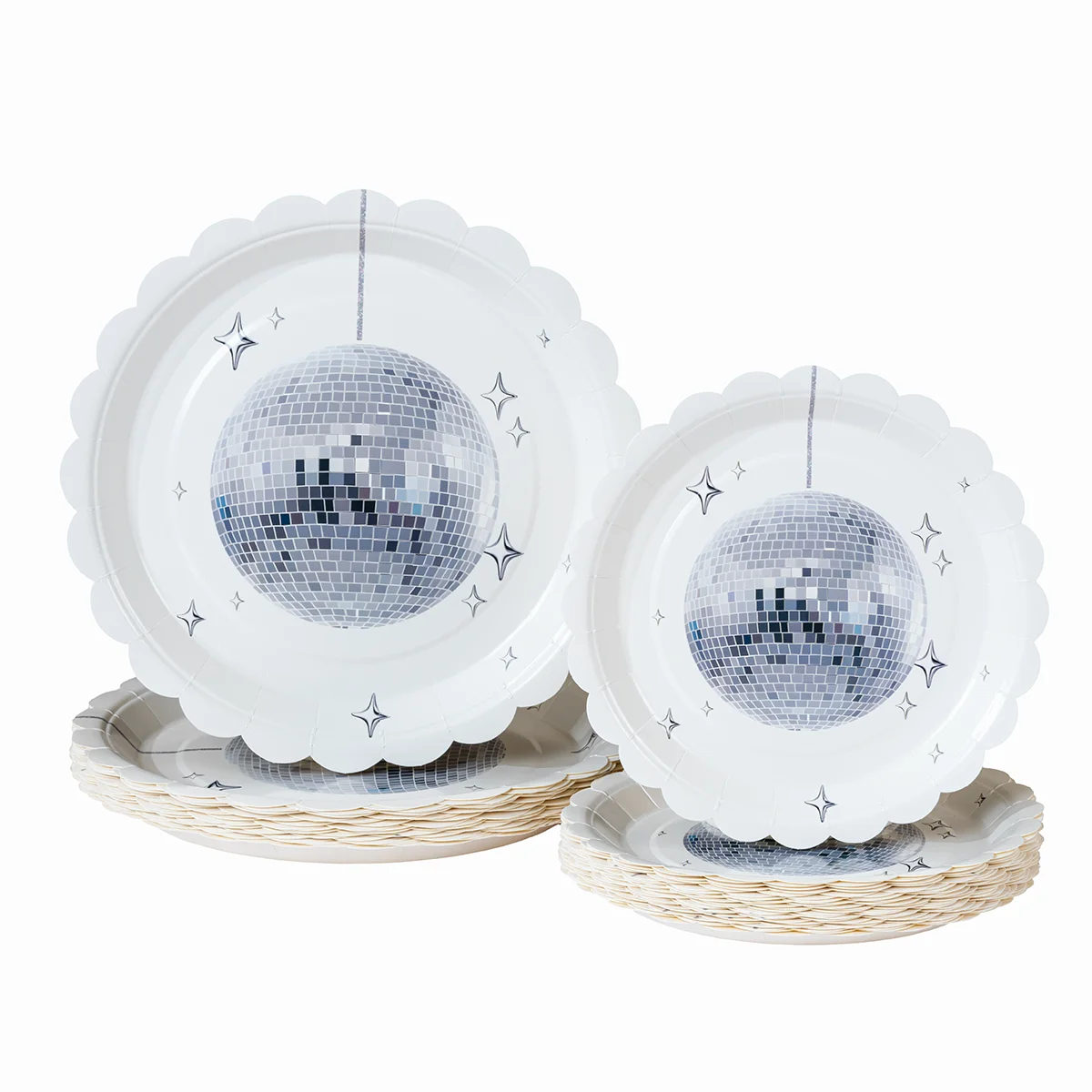 10/25/50pcs Disco Star Disposable Paper Plates Scalloped Edge for Retro Disco Night Bachelor Party Tableware image 6