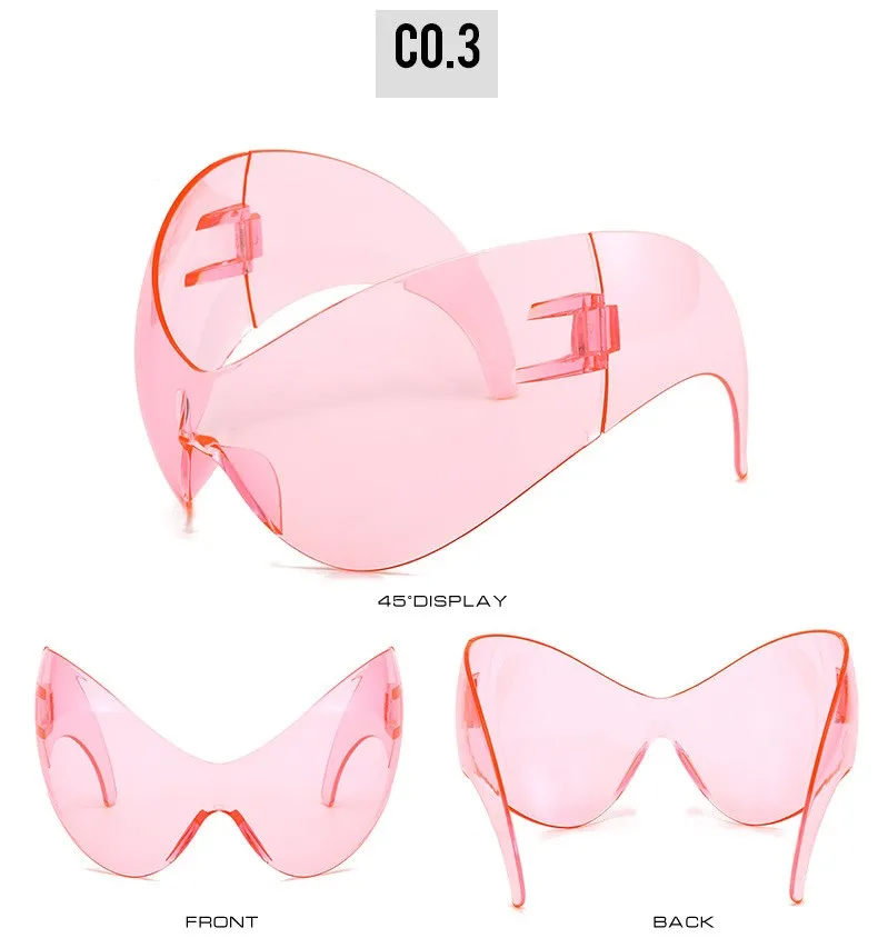 Übergroße y2k Punk Sport Sonnenbrille Frauen Männer Luxusmarke Steampunk einteilige Sonnenbrille für Dame wind dichte Brille uv400 – Detail 9