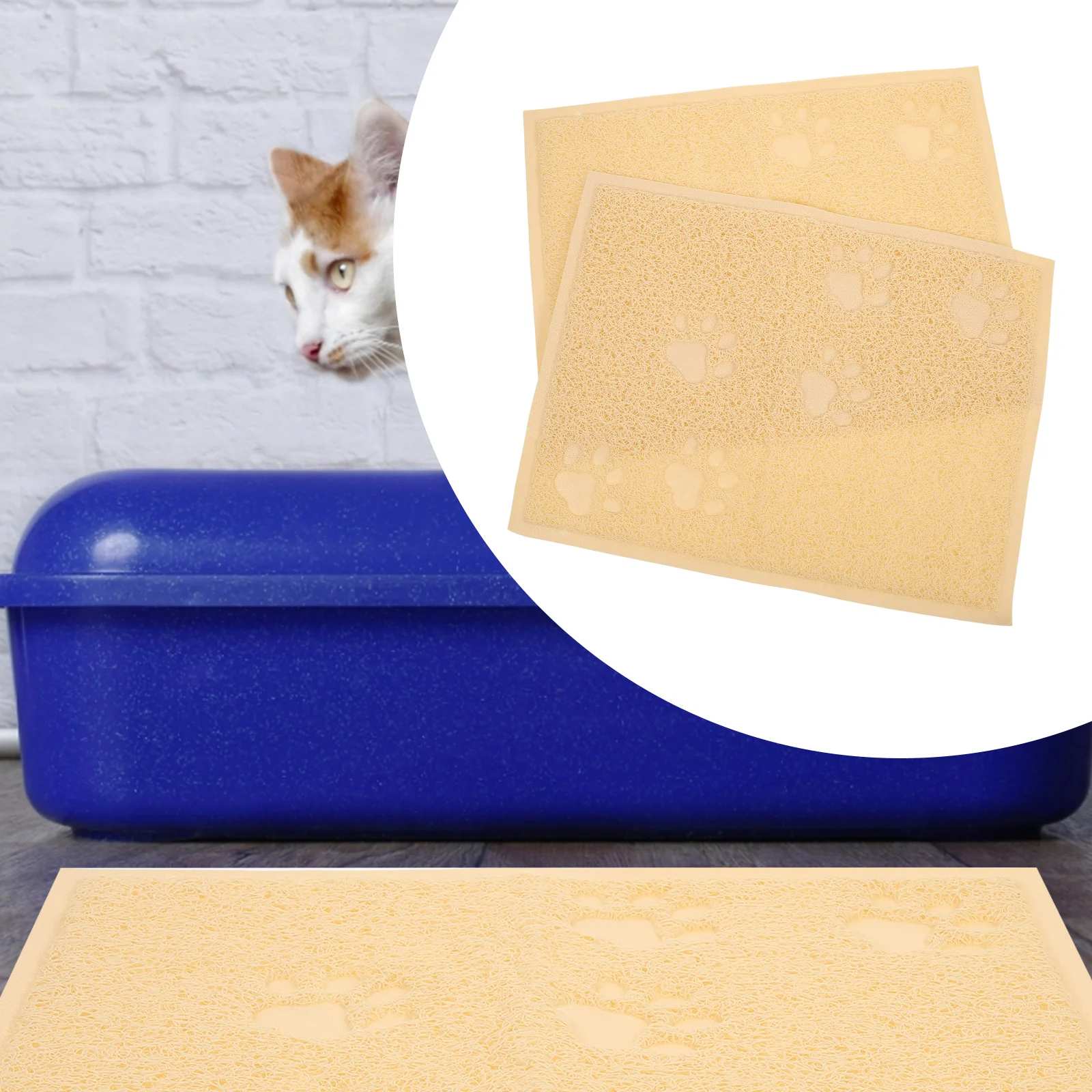 

2Pcs Cat Litter Mat PVC Pet Mat Adorable Non-Slip Design Easy Clean Durable Safe Material Anti-Slip Pet Cushion