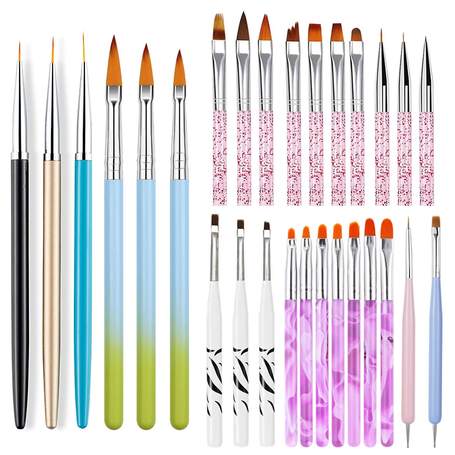 Nail Art Pinsel Set Detaillierung Carving Dotting Dual-Head Pinsel für Acryl UV Gel Polnisch Maniküre Werkzeuge – Detail 1