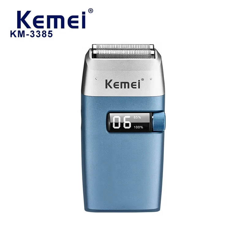 Kemei KM-3385 Afeitadora eléctrica de doble hoja alternante recargable por USB, Afeitadora profesional digital LCD para hombres