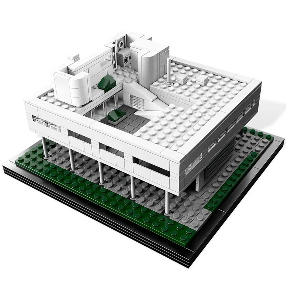 Juego de bloques de construcción de Villa Savoye para niños, juguete de construcción con ladrillos, Serie de arquitectura moderna, Villa de lujo, MOC-21014, regalo