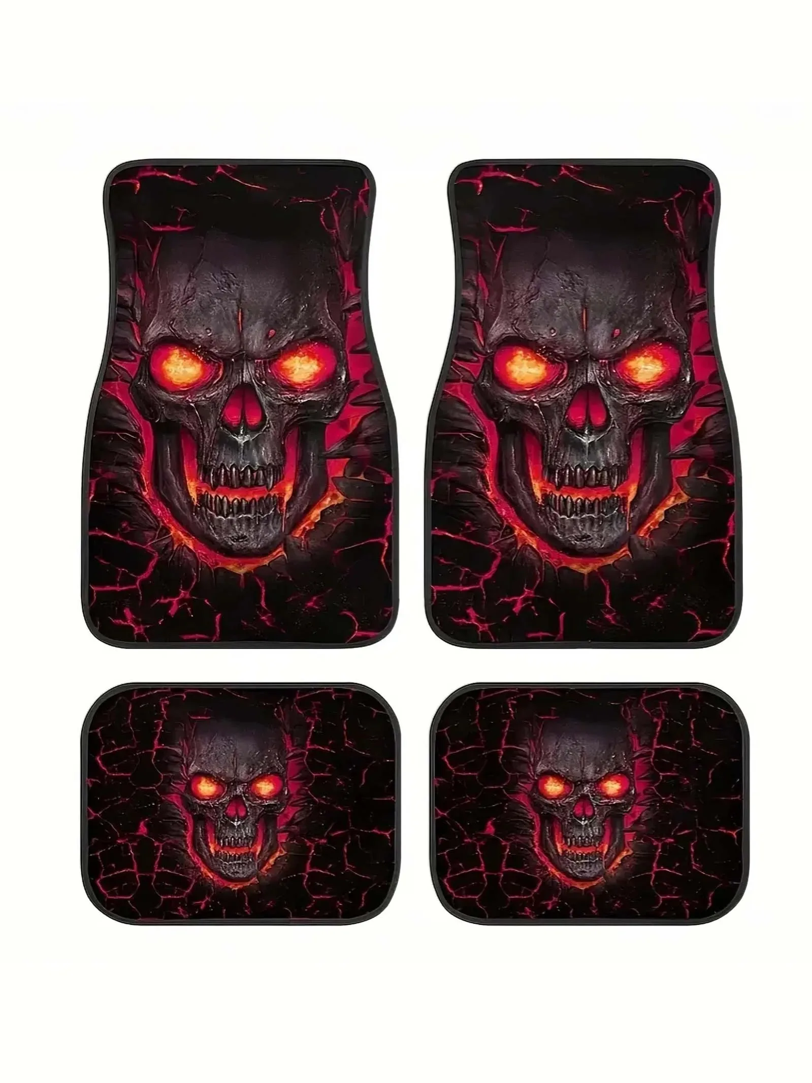 

Skeleton pattern 4-piece set of car floor mats - made of anti slip and absorbent polyester material, suitable for all car models