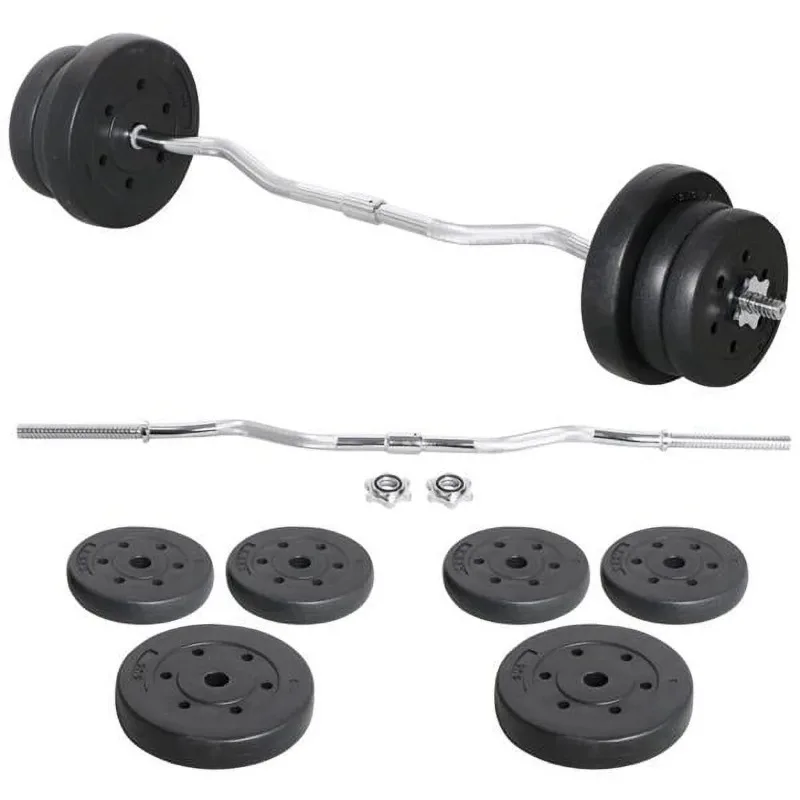 

Renwick 55lb Barbell Dumbbell Weightlifting Set Black