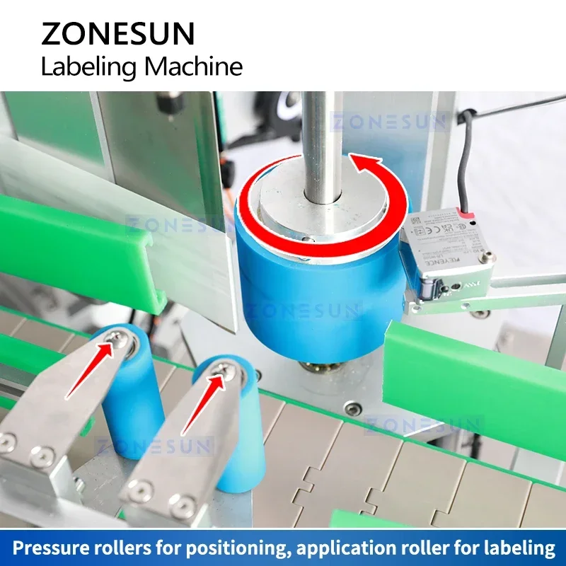 ZONESUN mesin pelabelan botol bulat otomatis, ZS-TB822S aplikator Label bungkus sekitar Sensor tanda warna