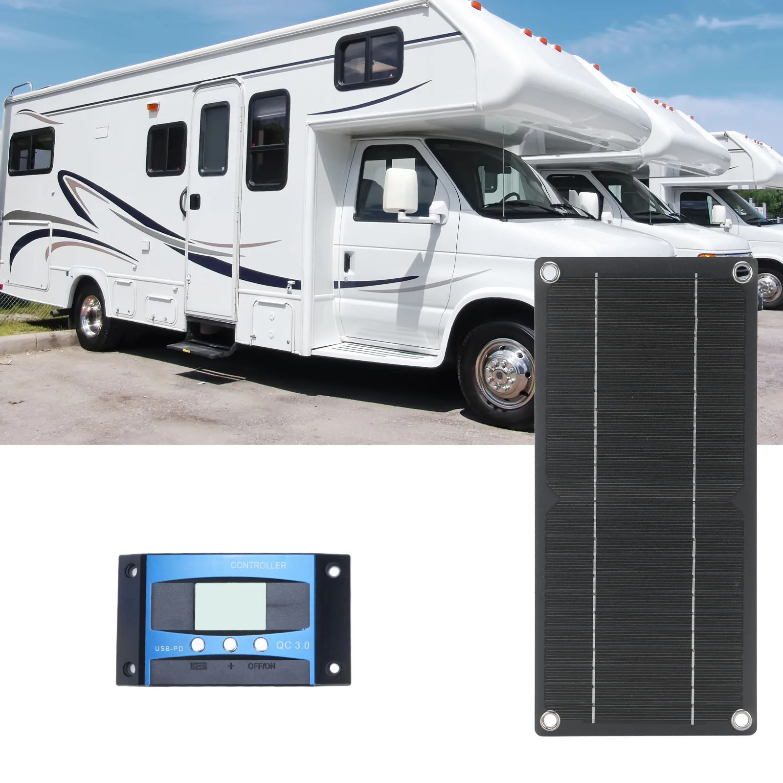 

Solar Panel Kit with 100A Controller Combo 600W for Car RV Caravan Outdoor Camping