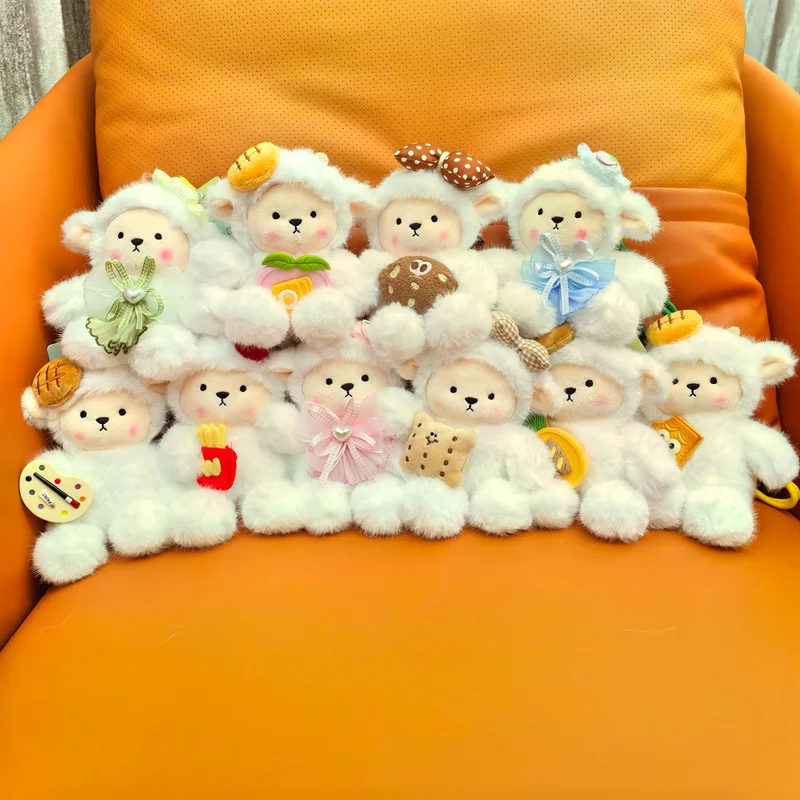 Juguetes de peluche suaves de oveja de cordero, bonito accesorio con lazo, patatas fritas, pan, huevo, Animal, muñeco de peluche, regalos para niñas, decoración Eid al Fitr