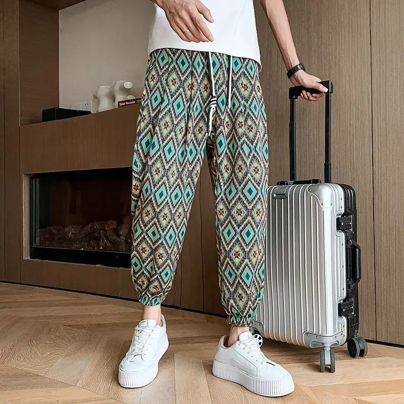 

New in Baggy Male Cropped Trousers Spring and Autumn Classic Men's Casual Harem Pants High Quality Vintage Trend Streetwear Sale